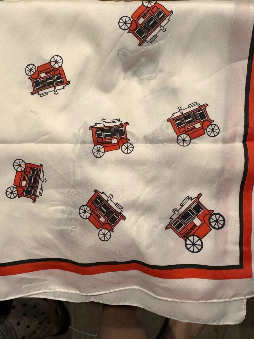 Red Carriage Print Silk Scarf